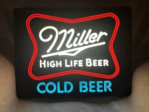Letrero iluminado Miller High Life cerveza fría funciona usado - Imagen 1 de 12