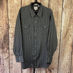 Ely Cattleman Men's Black Striped Pearl Snap Long Sleeve Western Shirt 3XLT Tall - Picture 1 of 7