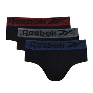 Reebok Gough Mens Cotton Stretch 3 Pack Briefs - Black - Picture 1 of 8