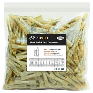 12-10 AWG Heat Shrink Butt Connectors, 250Pcs Yellow Waterproof Crimp Electri... - Picture 1 of 7