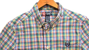 NWOT CHAPS Short Sleeve Colorful Plaid Button Up Boys Size Large 14-16 Shirt - Picture 1 of 5