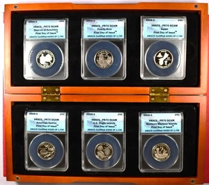 2009-S Territories Clad Quarter Set Of 6 ANACS PR70 DCAM w/COA - Picture 1 of 2