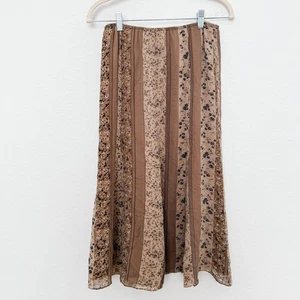 Y2K Nine West Womens Silk Skirt Size S Floral Patchwork Midi Cottage Romantic - Picture 1 of 5