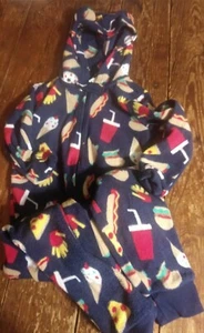 GUC Gymboree boys xs 4 fleece warm sleeper junk fast food treats hooded pajamas - Picture 1 of 2
