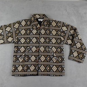 House of Tibet Youth L Brown Long Sleeve Aztec Print Nepal Geometric - Picture 1 of 13