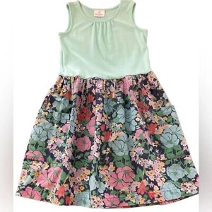 Hanna Andersson Girls Dress Size 140 (10 US) Aqua Jersey Floral Cotton Skirt - Picture 1 of 8