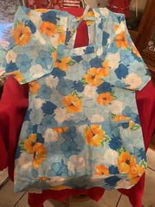 Design House Japan Vtg 60s 70s Bright Orange Poppies Mod Smock Apron Dress - Picture 1 of 6