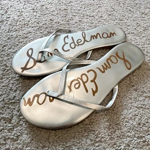 Sam Edelman Sandals Womens 10 Silver Summer Thong Oliver Travel Minimalist Matte - Bild 1 von 4