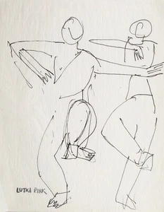 Lutka Pink - Drawing Original - Ink - Dance 1 - Picture 1 of 2