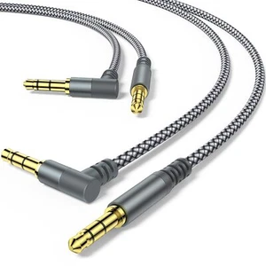 2 Pack Aux Cable 6.6Ft/2M TRS Auxiliary Cables 90 Degree Right 3.5Mm Nylon - Picture 1 of 7