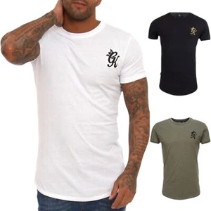 GYM KING Longline Fitted Tee Shirt GK Mens T-Shirt Crew Neck Summer Cotton Top - Picture 1 of 23