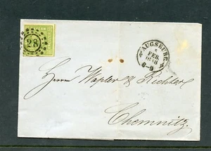 KMC4076-Germany-Bavaria #6 (G549) tied on cover from Augsburg, seal on back - Picture 1 of 2