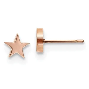 Stainless Steel Polished Rose IP-plated Star Post Earrings - Picture 1 of 3
