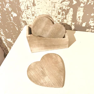 Shabby Chic Wooden Heart Coasters - Picture 1 of 1