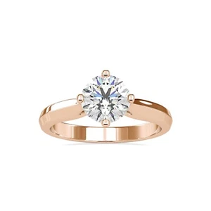 Stunning 1.25 Carats Round Certified Lab Grown Diamond Engagement Ring 10k Gold - Picture 1 of 12