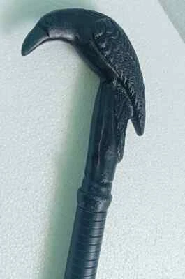 Stainless Steel Tactical Antique Black Brass Crow Head Handle Walking Stick Cane - Image 1 of 4