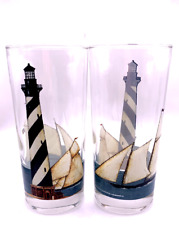David Carter Brown By The Sea Highball Drinking Glasses 6" Set Of Two