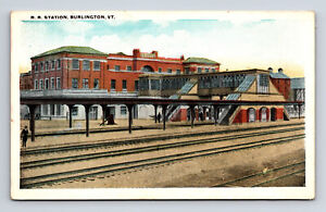 Railway Station Train Depot Burlington VT Postcard
