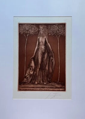 Radierung Ernst Fuchs "Flora Okuli" Handsigniert 6301/10000 Ex. von 1975 Akt - Bild 1 von 4