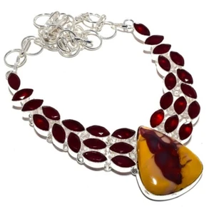 Mookaite, Ruby Handmade 925 Silver Plated Jewelry Necklace 18" K366 - Picture 1 of 1