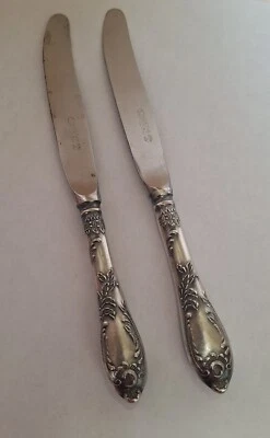 Cuchillo de cena Melchior plateado 9" vintage ruso URSS 2 piezas Foto 1 de 4