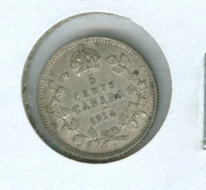 KANADA 1914 5 CENT SILBERMÜNZE -- FAST BANKFRISCH - Bild 1 von 2