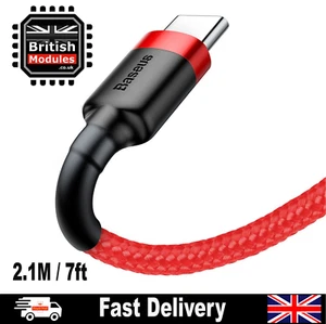 2M Braided USB C Cable Fast Charging Type-C Cable Quick Charger Cord Wire 7ft - Picture 1 of 9