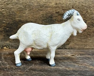 White Goat with Horns, USNA NAVY MASCOT, Cast Iron Figurine, 6” x 8” - Picture 1 of 5