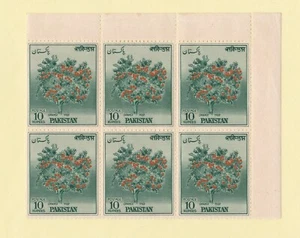 Pakistan 1957 1st Anniv of Republic 10R 'Orange Tree’ Block of 6 (3 x 2) MNH - Picture 1 of 2
