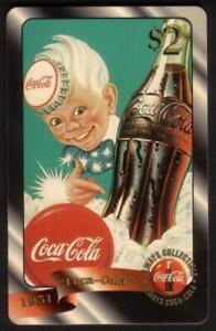 Coca-Cola '96 $2. Bouteille de Coca-Cola Boy Pointing To. Carte #48 de 48 Gold Phone Card