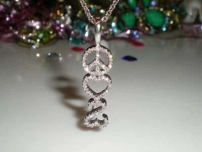 Jane Seymour Open Hearts SS 1/5ct Peace Love Diamond Necklace  💎 KAY 💎 Foto 1 de 4