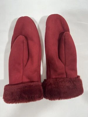 L.L. Guantes de frijol para mujer L/XL granate bordado floral imitación gamuza Sherpa Foto 1 de 4