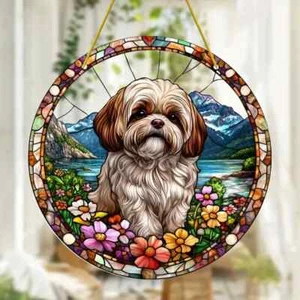 Shih Tzu Diseño Perro Atrapasol Efecto Vitral Decoración Hogar Regalo Navidad - Imagen 1 de 5