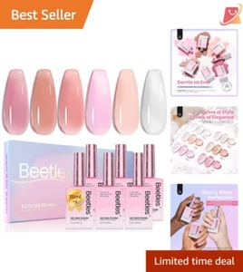 Jelly Gel Nail Polish Set, 6 Colors, , Glossy Finish, DIY Manicure Kit - Picture 1 of 9