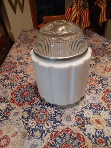VTG  Textured Milk Glass Holophane Hanging Ceiling Light GLOBE Cover