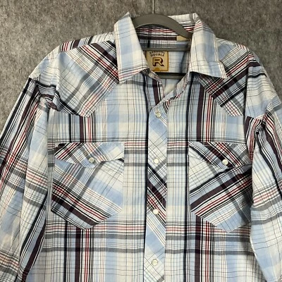 Resistol Western Shirt Mens Large Blue Plaid Long Sleeve Pearl Snap Cowboy Rodeo - Image 1 of 4