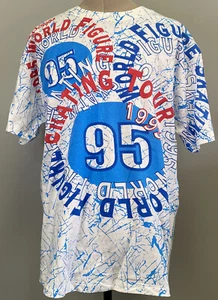 Vintage 90s FIGURE SKATING CHAMPIONS TSHIRT ALL-OVER PRINT 1995 XL Campbells - Picture 1 of 8