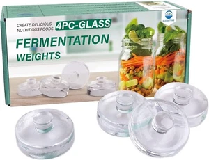 4pk Easy Grip Handle Glass Fermentation Weights Great Mason Jar Wide Mouth Canni - Picture 1 of 6