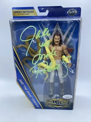 Figura de lucha libre élite firmada por Mattel HOF de Jake The Snake Roberts de la WWE con JSA LOA Foto 1 de 4