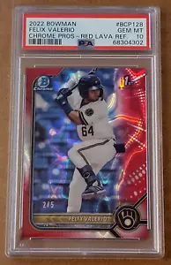 2022 Bowman Chrome BCP128 Felix Valerio Red Lava Refractor 2/5 Made PSA 10 - Bild 1 von 2