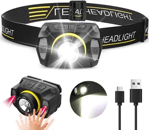 LED Head Torch Headlamp Rechargeable Headlamp 650 Lumens 1200mAh Battery 5 Modes - Picture 1 of 12