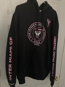 Men's 2XL NWOT Mitchell & Ness Black Inter Miami CF Crest Pullover Hoodie - Picture 1 of 7