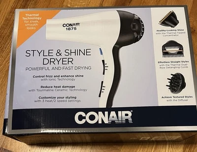 Secador de pelo estilo y brillo Conair 1875 vatios, potente y de secado rápido, nuevo Foto 1 de 4