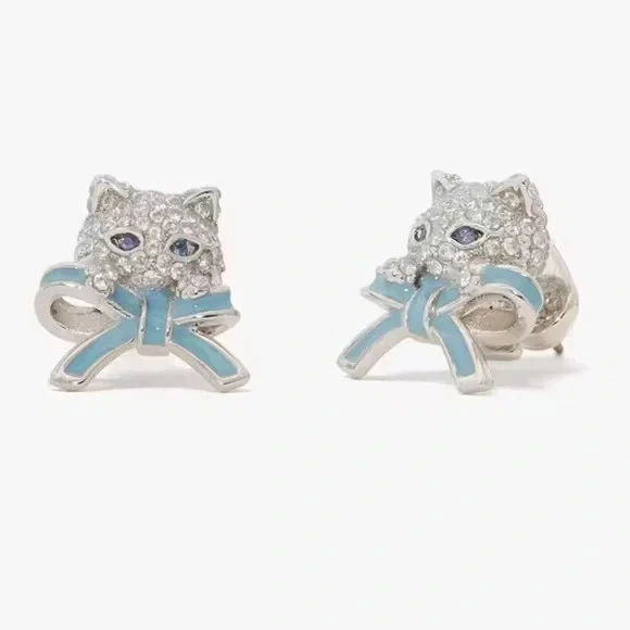 Kate Spade Pretty Kitty Pave Crystal Earrings. Retail $128 Limited Edition - Image 1 of 4