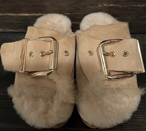 4CCCCEES Womens Sand Slide Shearling Sherpa Slides Size 39/8 - Picture 1 of 9