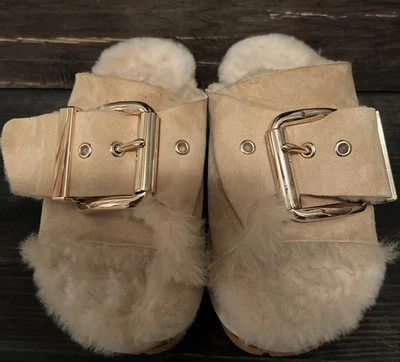 4CCCCEES Womens Sand Slide Shearling Sherpa Slides Size 39/8 - Image 1 of 4