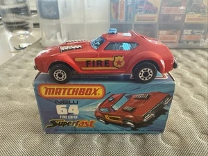 Vintage 1975 Matchbox Superfast No. 64 Red Fire Chief With Box Lesney England - Picture 1 of 6