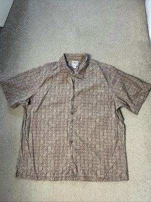 L.L.Bean Medium Aztec Shirt Mens Red Short Sleeve Style Size Large (2156) - Image 1 of 4