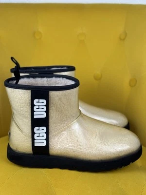 Botas de lluvia UGG Drizlita transparentes impermeables de goma/lana EE. UU. para mujer talla 8 Foto 1 de 4
