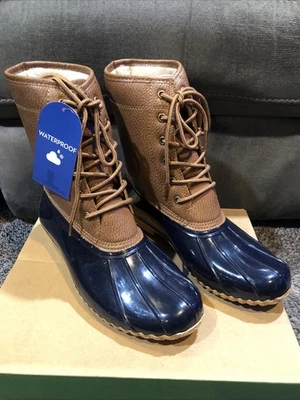 NEW in BOX JBU by JAMBU MAPLEWOOD WATERPROOF DUCK BOOTS in SIZE 10 NAVY / TAN - Image 1 of 4